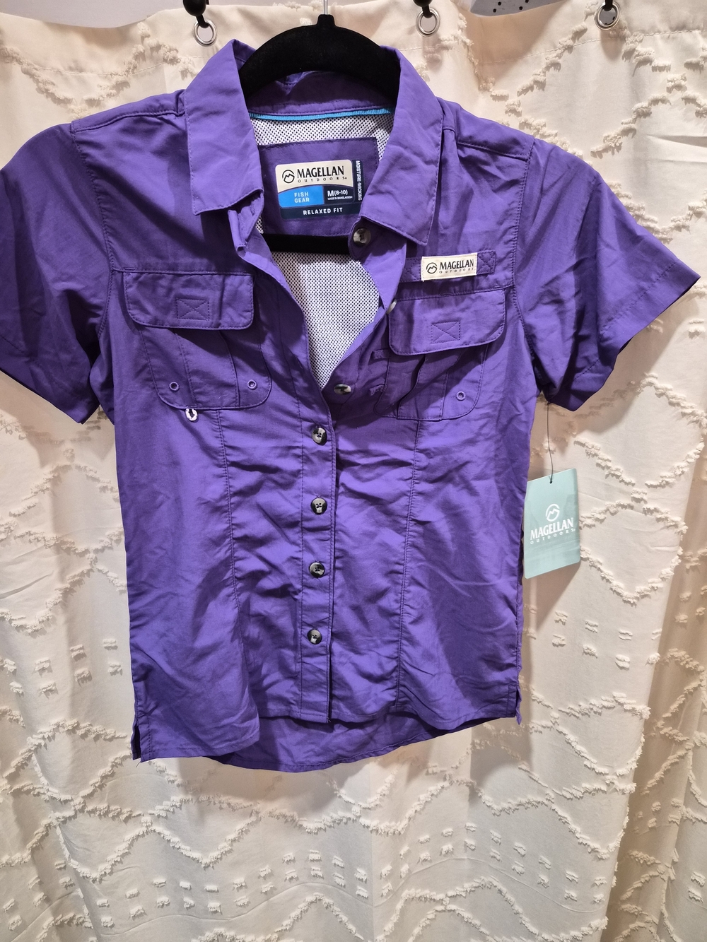 Magellan Outdoors Girls' Purple Short-Sleeve Button Front Shirt